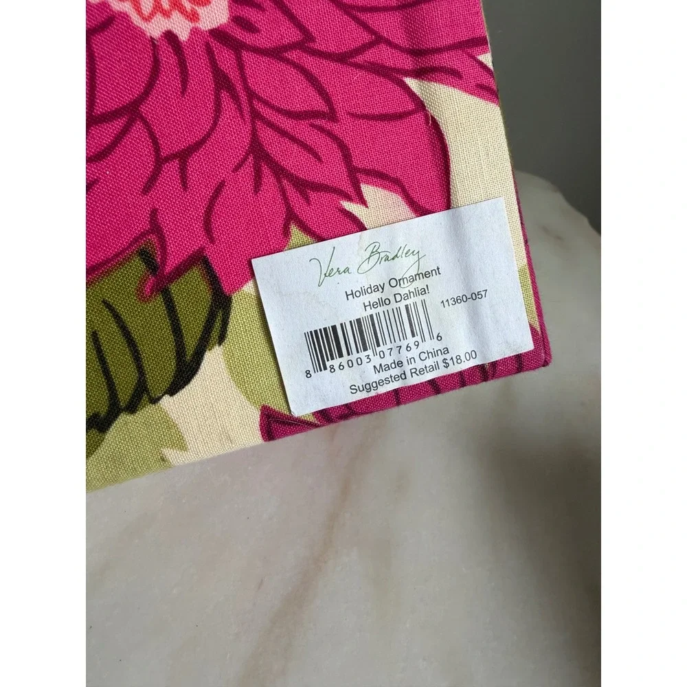 Vera Bradley Hello Dahlia Holiday Ornament 2010 Floral Glass Ball with Gift Box